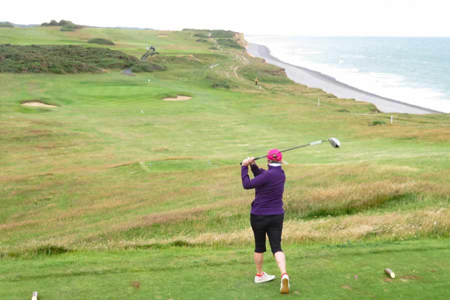 On the tee of one of the cliff-top holes at Sheringham