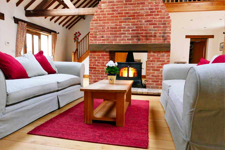 lounge with log burner